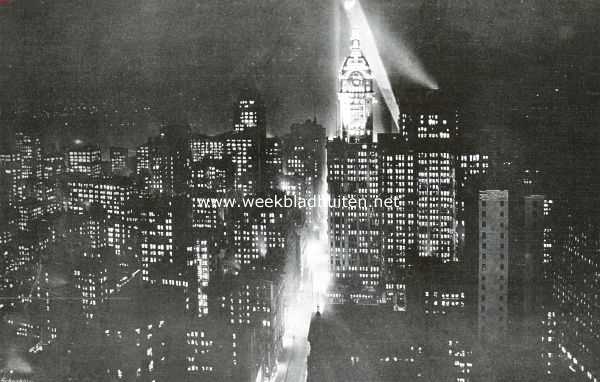 Amerika, 1914, New York, New York bij avond. Foto genomen uit de 38e verdieping van een wolkenkrabber