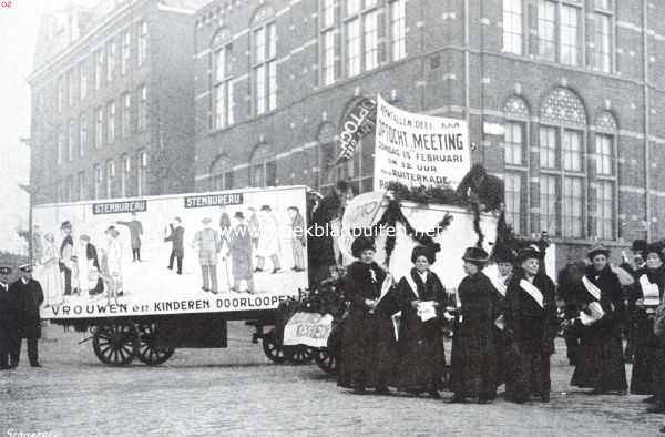 Nederland, 1914, Onbekend, Het zwakke geslacht smachtende naar de genietingen der stembus