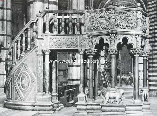 Itali, 1914, Siena, Siena, de droomstad. De preekstoel in de kathedraal te Siena
