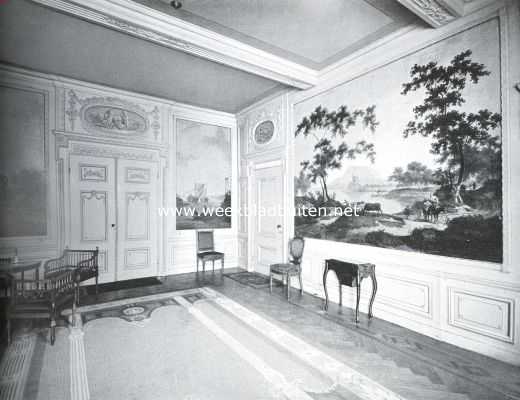 Zuid-Holland, 1914, Leiden, Kamerbetimmering en beschilderd behang te Leiden. De zaal in het perceel Hooigracht 48 te Leiden 2