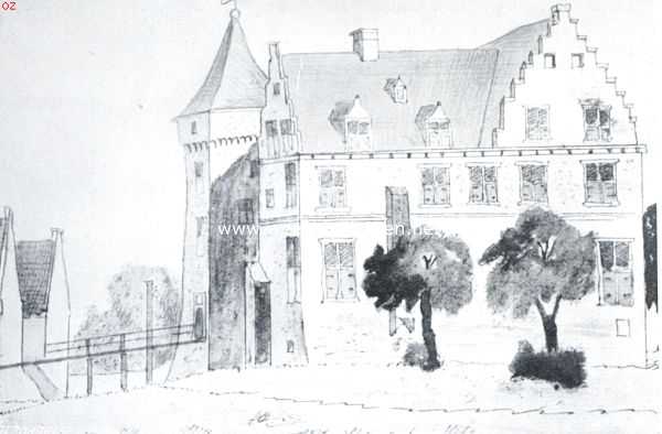 Gelderland, 1914, Echteld, De Wijenburgh. De Wijenburgh ('t Huis t Egteld) in 1728. Naar een teekening van C. Pronk in het Rijksarchief te Arnhem