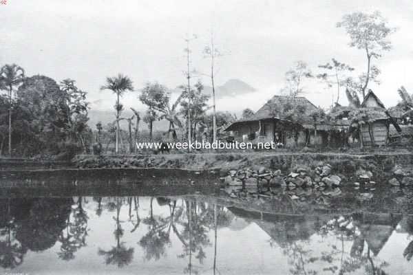 De rijstcultuur op Java. Huis van een welvarend landbouwer, met (rechts) de 