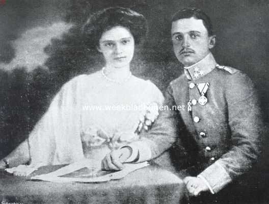 Onbekend, 1914, Onbekend, Aartshertog Karl Franz Joseph, die door den moord op Franz Ferdinand troonopvolger der Oostenrijksch-Hongaarsche monarchie is geworden, met zijn vrouw, prinses Zita van Bourbon-Parma