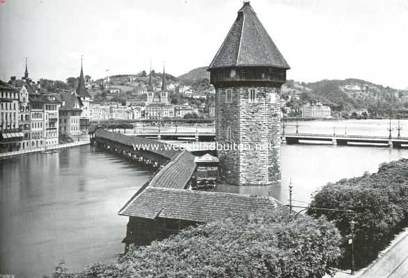 Zwitserland, 1914, Luzern, Luzern. De Kapell-brcke met Wasserturm