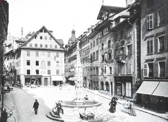 Zwitserland, 1914, Luzern, Luzern. De Weinmarkt met middeleeuwsche 