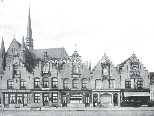 Belgi, 1914, Veurne, Veurne. Trapgeveltjes aan de Groote Markt