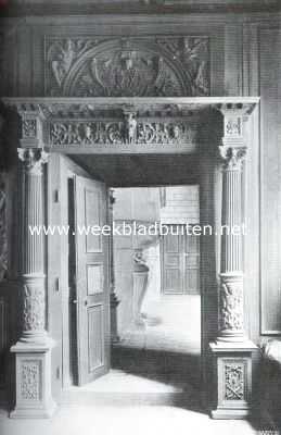 Belgi, 1914, Veurne, Veurne. Omlijsting van een deur in een der zalen van het Stadhuis