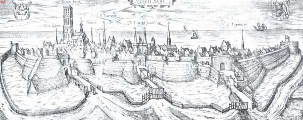 Gelderland, 1914, Harderwijk, Harderwijk van de landzijde, op het einde der 16e eeuw. Naar de plaat van George Braun