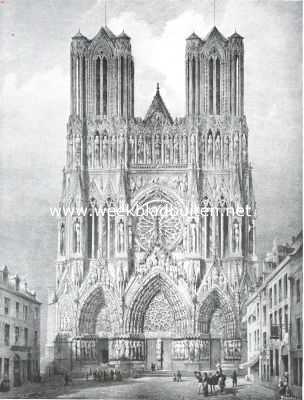 De kathedraal te Reims. Naar de lithographie van Gustave Simonau in het Rijks-Prentenkabinet