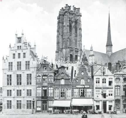 Belgi, 1914, Mechelen, Mechelen. Noord-westzijde der Markt vr den oorlog
