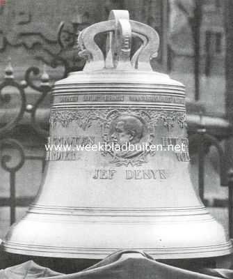 Belgi, 1914, Mechelen, Mechelen. De Herinneringsklok, bij zijn zilveren jubelfeest in 1912 Jef Denijn aangeboden en in den St. Romboutstoren gehangen ter vervanging van een der minder welluidende oude klokken