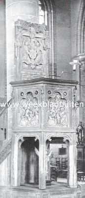 Belgi, 1914, Nieuwpoort, Nieuwpoort in West-Vlaanderen. De preekstoel in de oude gothische kerk