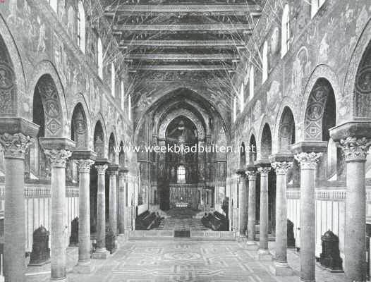 Itali, 1914, Monreale, Palermo-Mon Reale. Het inwendige van de kathedraal te Monreale (XIIe eeuw)