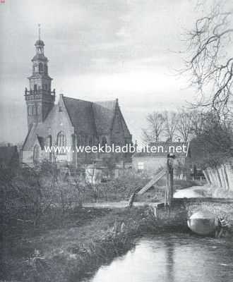 Zuid-Holland, 1915, Haastrecht, Een afscheid. Gezicht op de kerk te Haastrecht