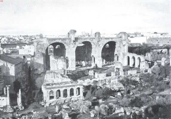 Itali, 1915, Rome, Op en om het Forum Romanum. Basilika van Konstantijn den Groote