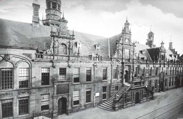 Zuid-Holland, 1915, Leiden, Het raadhuis te Leiden. Voorgevel aan de Breestraat