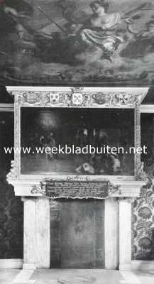Zuid-Holland, 1915, Leiden, Het raadhuis te Leiden. Schoorsteenbetimmering en schoorsteenstuk in de kamer van schepenen