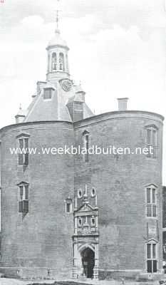 Noord-Holland, 1915, Enkhuizen, De gerestaureerde Drommedaris te Enkhuizen. Zeezijde