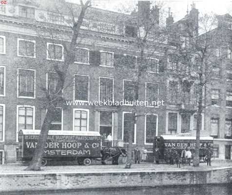 Noord-Holland, 1915, Amsterdam, De verhuizing van de kostbare Collectie Six. De verhuiswagens voor het oude huis aan de Heerengracht 511