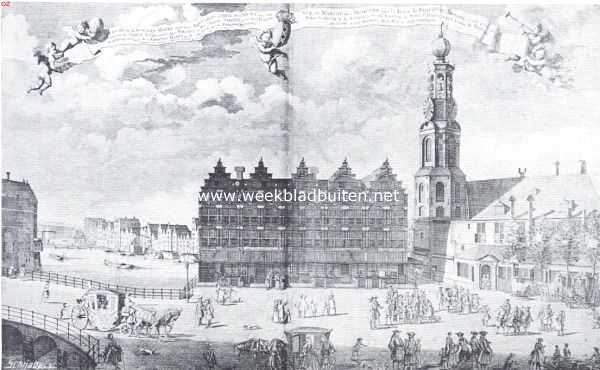 Op en om het Sophiaplein. De Munttoren met de Engelsche huizen. Naar een gravure door H. de Leth, einde 17de eeuw