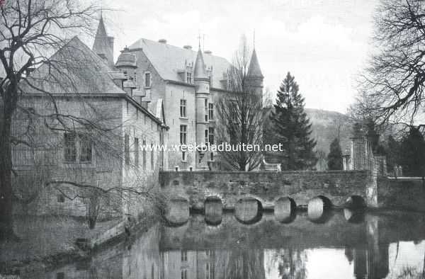 Limburg, 1916, Oud-Valkenburg, Het kasteel Chaloen. Met slotbrug, gezien van het westen