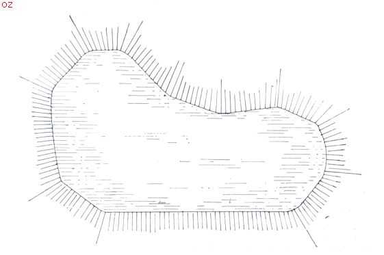 Onbekend, 1916, Onbekend, Ontwerp eener moderne schoonheidsleer voor den tuinaanleg. Topografische weergave van een doodlopend water, dat een natuurlijken vijver vormt. De oorsprong van dien eveneens in het Zoninbosch gelegen vijver is dus evenzeer natuurlijk als die na de vorige afbeelding