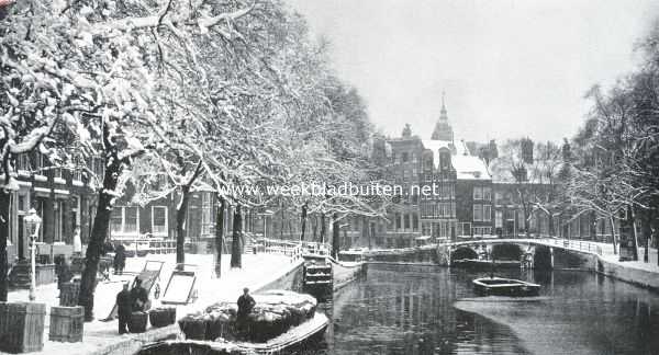 Noord-Holland, 1916, Amsterdam, Sneeuwpracht. De Heerengracht bij de Leidschegracht te Amsterdam