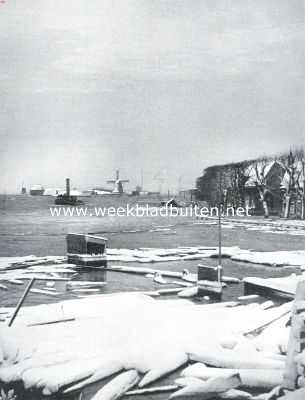 Noord-Holland, 1916, Buiksloot, Wintergezicht bij overstroomd Buiksloot