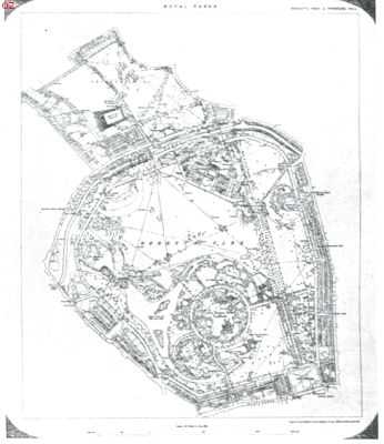 Ontwerp eener moderne schoonheidsleer voor den tuinaanleg. Plan van het Regents-park te Londen. Vergelijk met de vorige figuren de eenvoudige rangschikking van dit park, waarin de lijnen der wegen verdwijnen