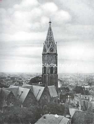 Zuid-Holland, 1916, Den Haag, De toren der Groote- of St. Jacobskerk te 's-Gravenhage