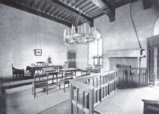 Noord-Holland, 1916, Medemblik, Medemblik de oudste. De Zittingzaal van het Kantongerecht (de voormalige Burchtzaal) in het kasteel van Medemblik