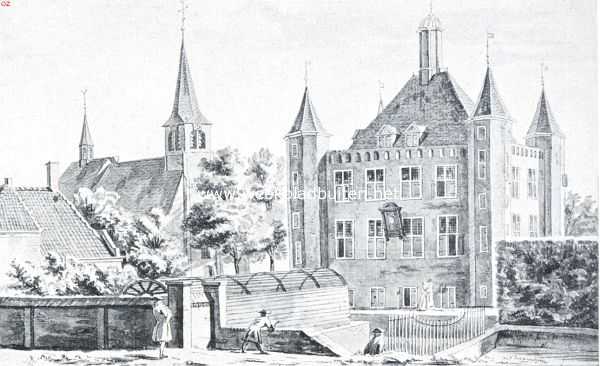 Zuid-Holland, 1916, Ijsselmonde, Het kasteel van Ijsselmonde in de 18de eeuw. Naar een teekening van A. de Haan in het Rotterdamsch Gemeente-archief