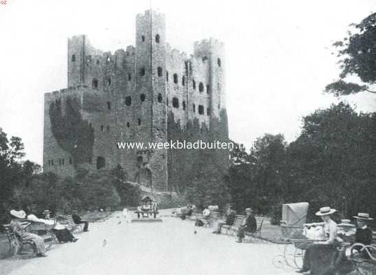 Engeland, 1916, Rochester, Waar de zeppelins hun jongste aanvallen deden, het kasteel te Rochester