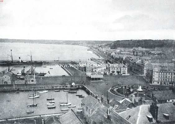 Jersey, 1916, St. Helier, De Kanaaleilanden. Jersey, de haven van St. Helier. Op den achtergrond St. Aubin's baai