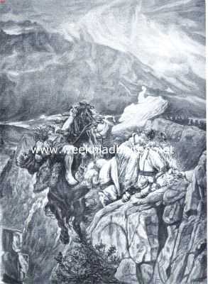 Duitsland, 1916, Onbekend, De legende van Rosstrappe. Brunhilde op haar witte paard de rots Bodo valt in den afgrond