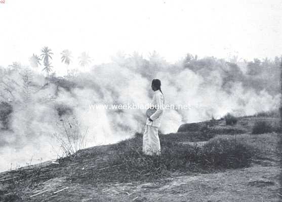 Indonesi, 1916, Onbekend, Op en bij het meer van Limbotto. Ajer Panas, bekeken door een der weinige staartdragende Chineezen uit Gorontalo