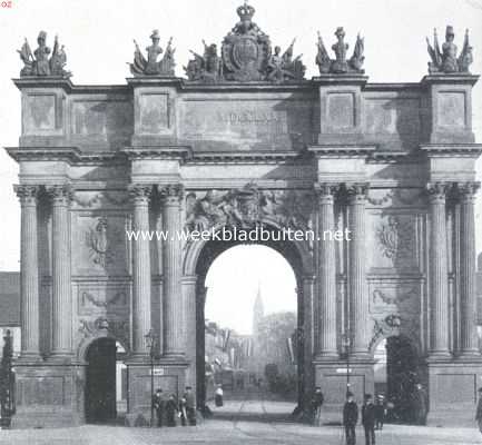 Duitsland, 1917, Potsdam, Triomfen en Triomfbogen. De Brandenburger Tor te Potsdam, opgericht in 1770 door Frederik den Groote