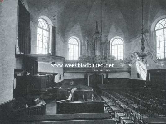 Zuid-Holland, 1917, Woubrugge, De Hervormde Renaissancekerken in Nederland, als zelfstandig bouwwerk gesticht. De kerk te Woubrugge, van binnen