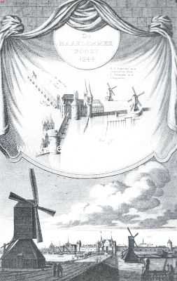 Noord-Holland, 1917, Amsterdam, Amsterdamsche poorten. De Tweede Haarlemmerpoort, singel voor den Korten Nieuwendijk, omstreeks 1544. Naar de gravure uit Wagenaar