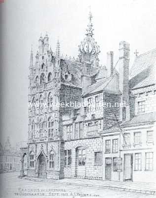 Belgi, 1917, Oudenaarde, Het Raadhuis te Oudenaarde. Oostelijke zijgevel en hal