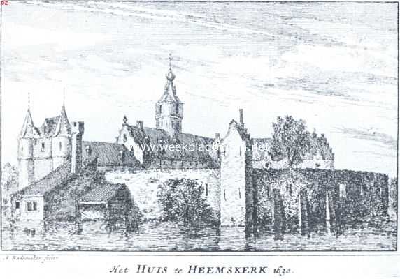 Noord-Holland, 1917, Heemskerk, Het zegepralende Kennemerland. Het Huis te Heemskerk met het rondeel in de 17de eeuw. Naar de gravure van A. Rademacher