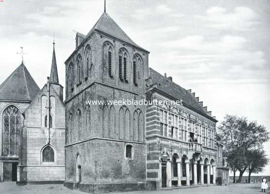 Overijssel, 1917, Vollenhove, Vollenhove. Raadhuis met toren en Groote Kerk