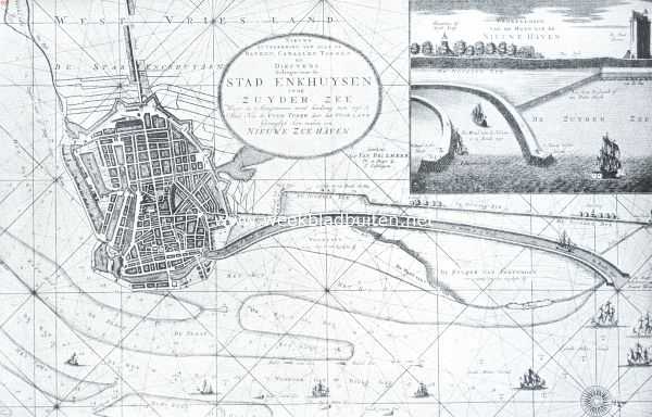 Noord-Holland, 1917, Enkhuizen, Een niet uitgevoerd  haven-ontwerp. Plan uit den aanvang der 18de eeuw tot het graven van een nieuwen toegangsweg uit de diepe zee tot de havens van Enkhuizen