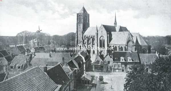Zeeland, 1917, Tholen, De stad Tholen. De Groote Markt. Op den achtergrond de Groote- of O.L. Vrouwekerk