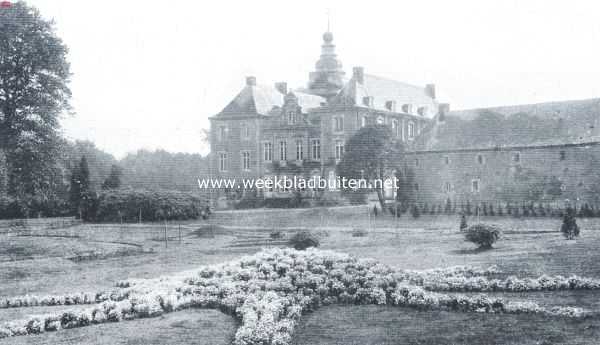 Limburg, 1917, Gulpen, Het kasteel Nieuwburg te Gulpen. Zuid-oostzijde, met de tuinen