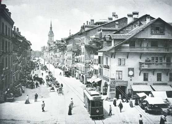 Zwitserland, 1917, Bern, Bern. Kijkje in een der voornaamste straten, de Spitalgasse