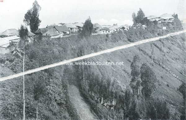 Indonesi, 1917, Tosari, Naar de Bromo. Tosari, het welbekende herstellingsoord en hotel in Oost-Java, met daarvoor gelegen kampong (buurt)