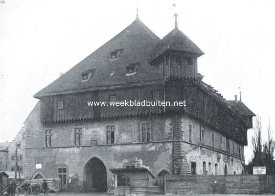 Duitsland, 1917, Konstanz, Het in 1388 gebouwde Koopmanshuis te Konstanz, waar het conclave vergaderde tijdens het bekende concilie, waarop Johannes Huss en Hieronymus van Praag ter dood veroordeeld werden