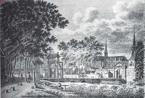 De Zuidpoort te Goes, omstreeks 1852 gesloopt. Naar een prent in de oudheidskamer ten Raadhuize
