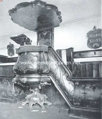 Noord-Holland, 1918, Monnikendam, De preekstoel in de Luthersche Kerk te Monnikendam